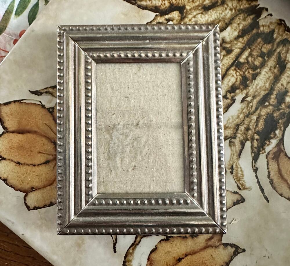 Silver patina tarnish vintage home decor wall 2x3 romantic Victorian antique